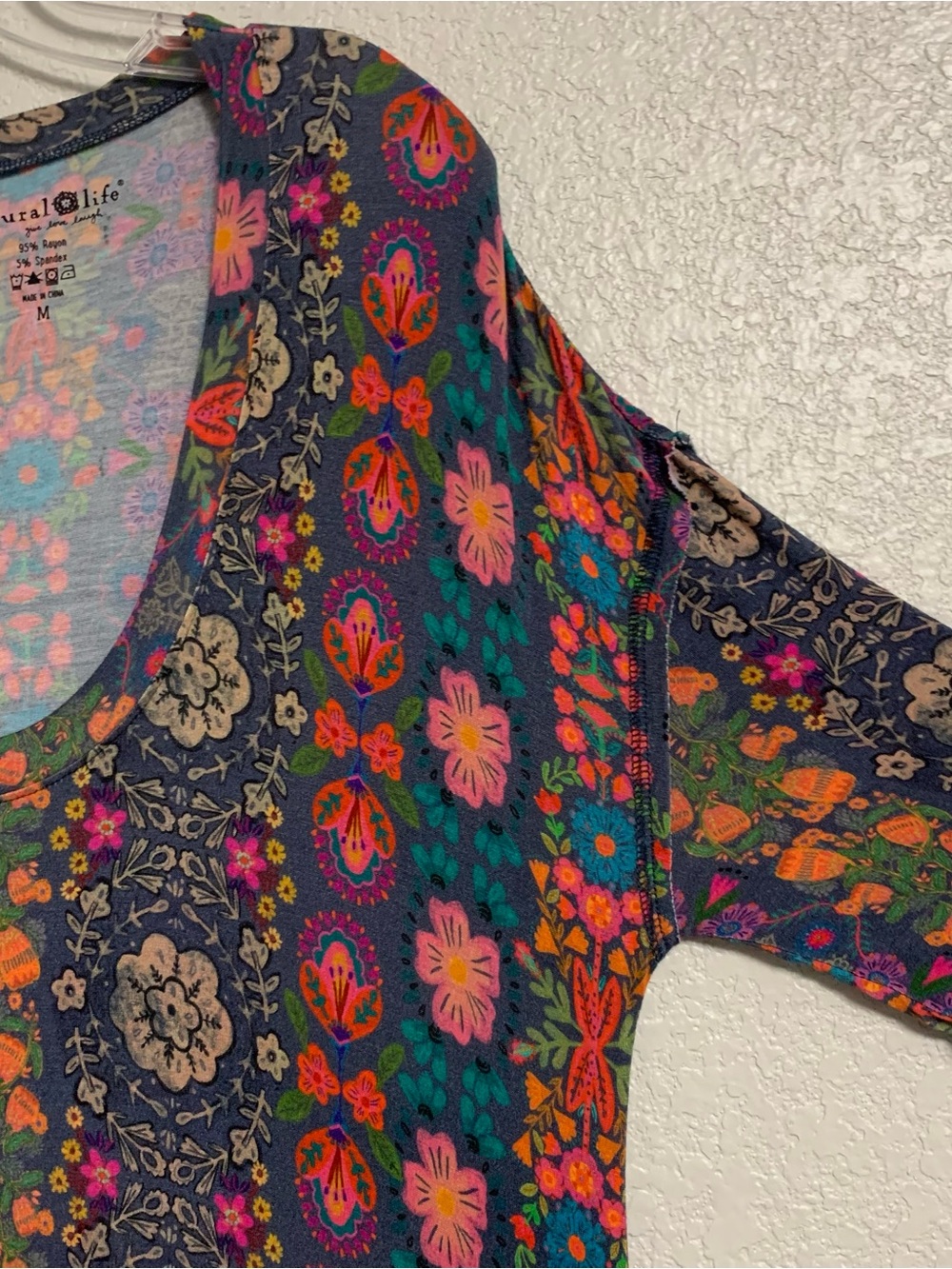 Natural Life Maxi Dress Size M Boho Festival Floral Jersey Short Sleeve Scoop - Picture 6 of 13